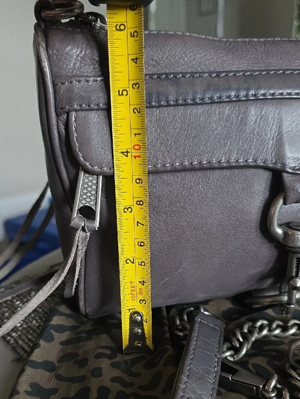 Rebecca Minkoff Gray Leather Crossbody with Chain Strap